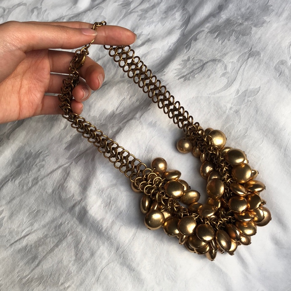 Gold Statement Necklace + Earring Set - image 4